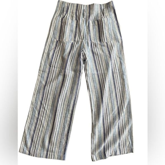 GAP Linen /rayon blend white& blue striped wide leg pants size 6. - Picture 3 of 6